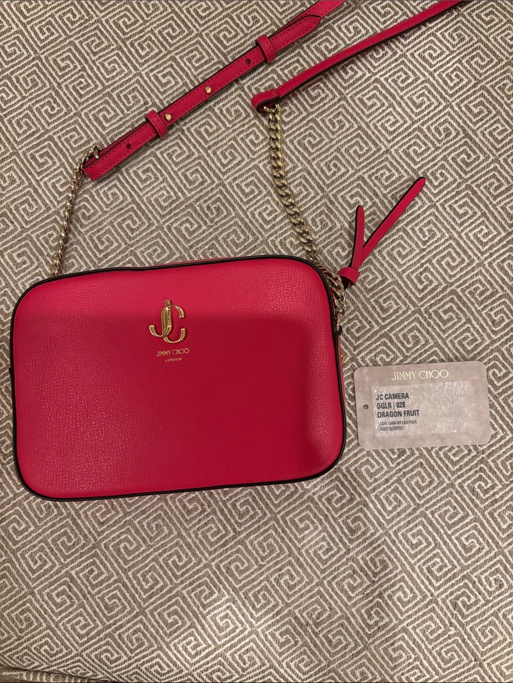 Jimmy Choo Hot Pink Leather Crossbody Camera Bag